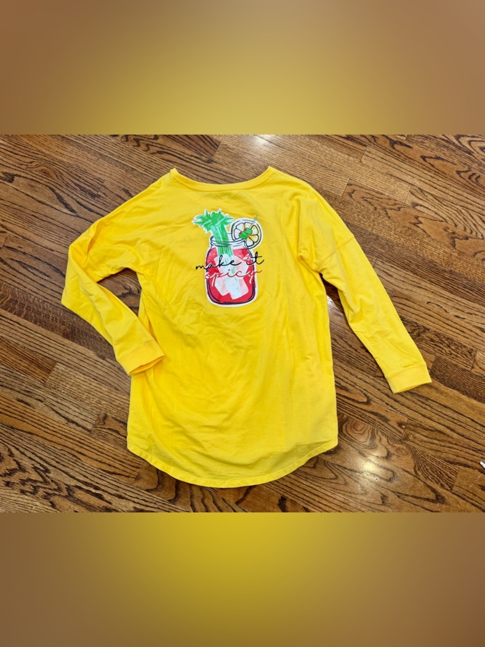 NWT New CROWN & IVY Yellow Bloody Mary Drink Make it Spicy Tee Shirt M